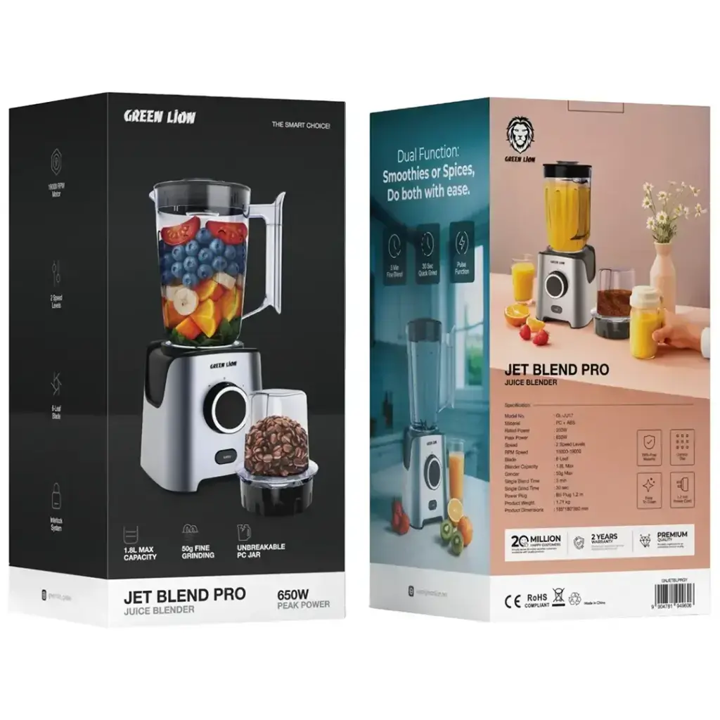 Green Lion Jet Blend Pro Juice Blender 650W - Gray (2).webp