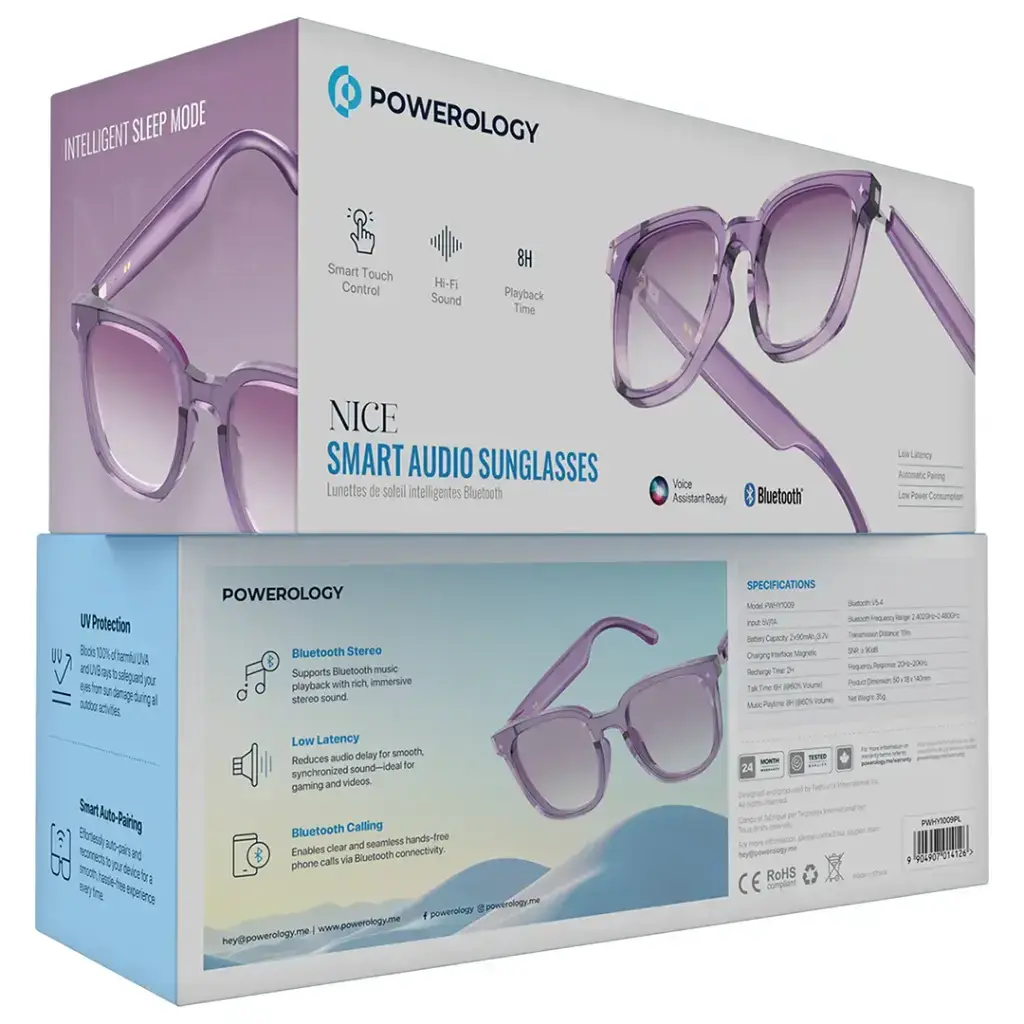 Powerology Nice Smart Audio Sunglasses - Purple (1).webp