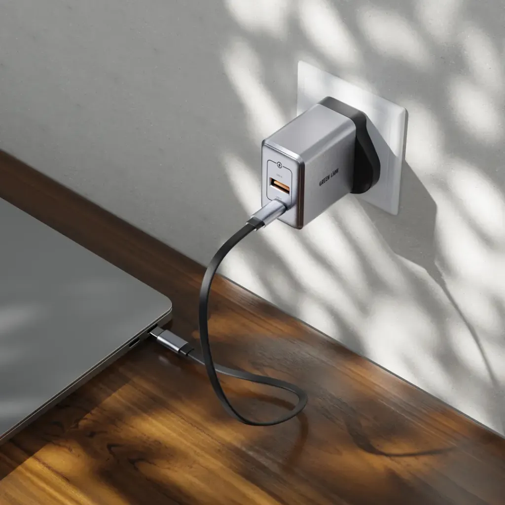 Green Lion GaN Premium UK Plug Wall Charger 45W - Gray.webp