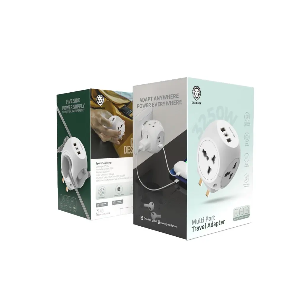 Green Lion Multi Port Travel Adapter - White.webp