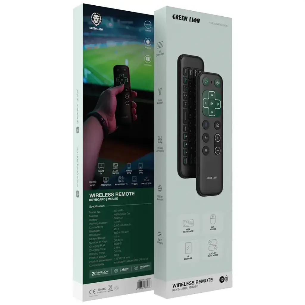 Green Lion Wireless Remote with Keyboard and Mouse - Black (5).webp