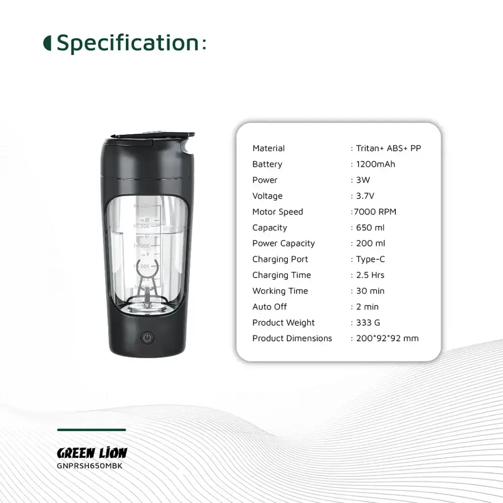 Green Lion Protein Mixer 650mL - Black (6).webp