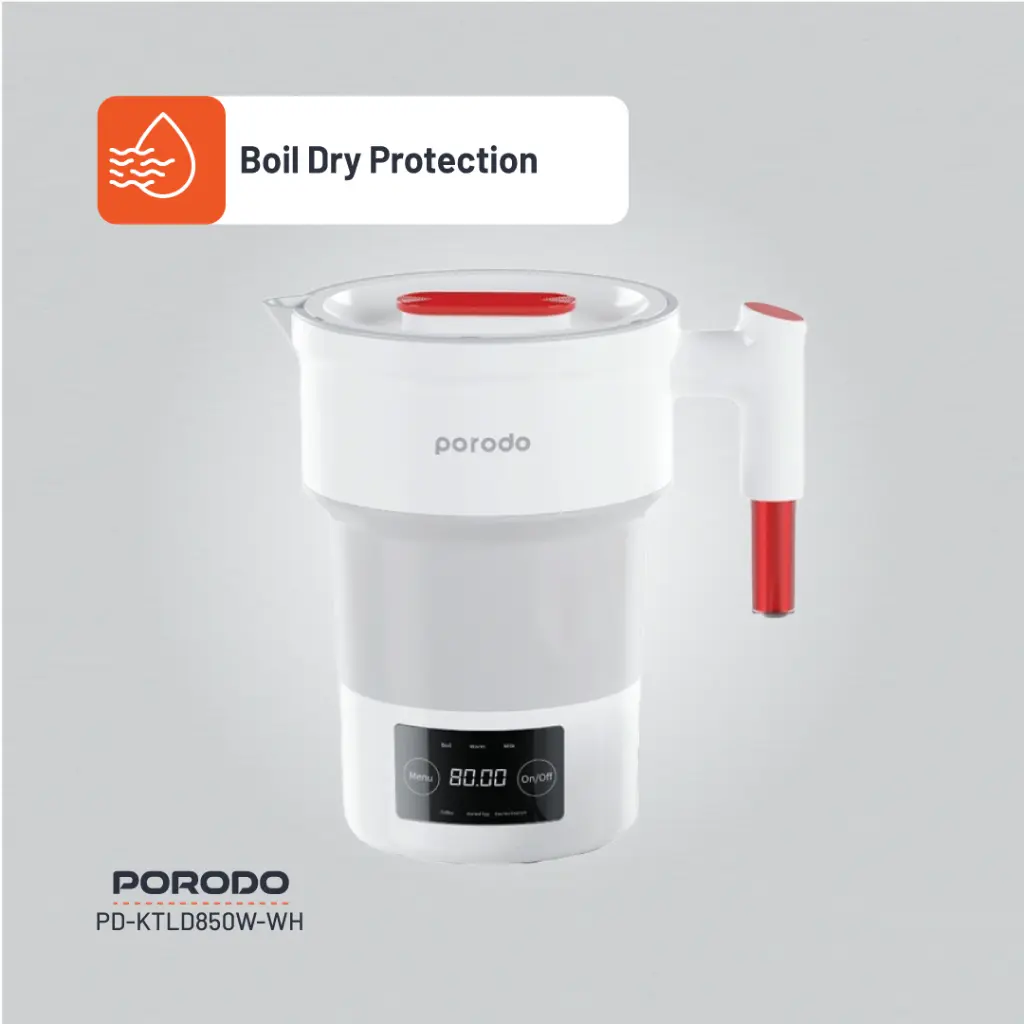 Porodo Lifestyle Portable Folding Electric Kettle - White (2).webp