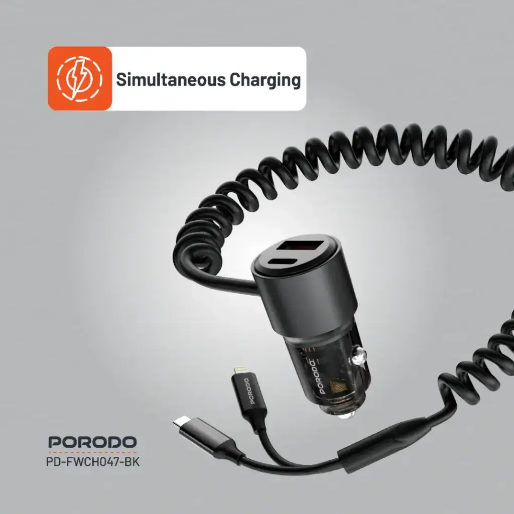 Porodo 95W Car Charger - Black (5).webp