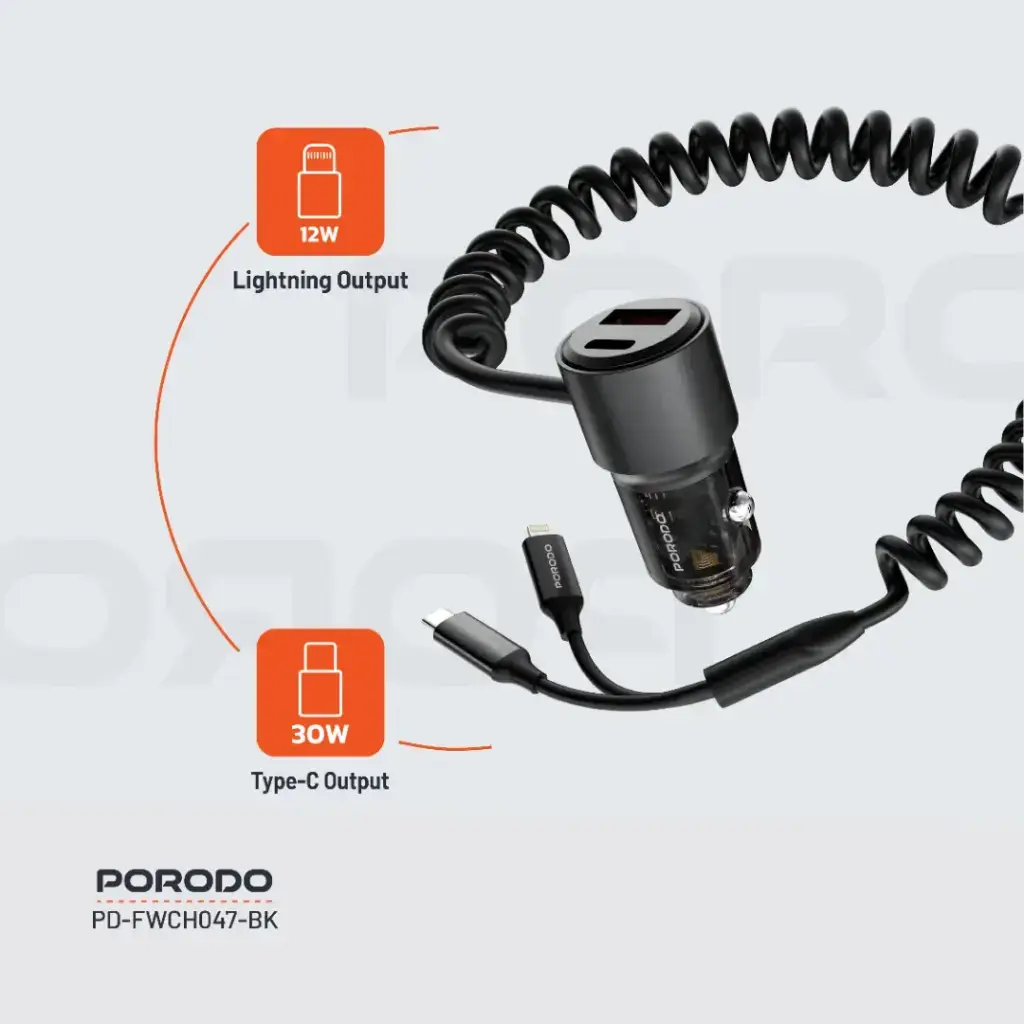Porodo 95W Car Charger - Black (6).webp