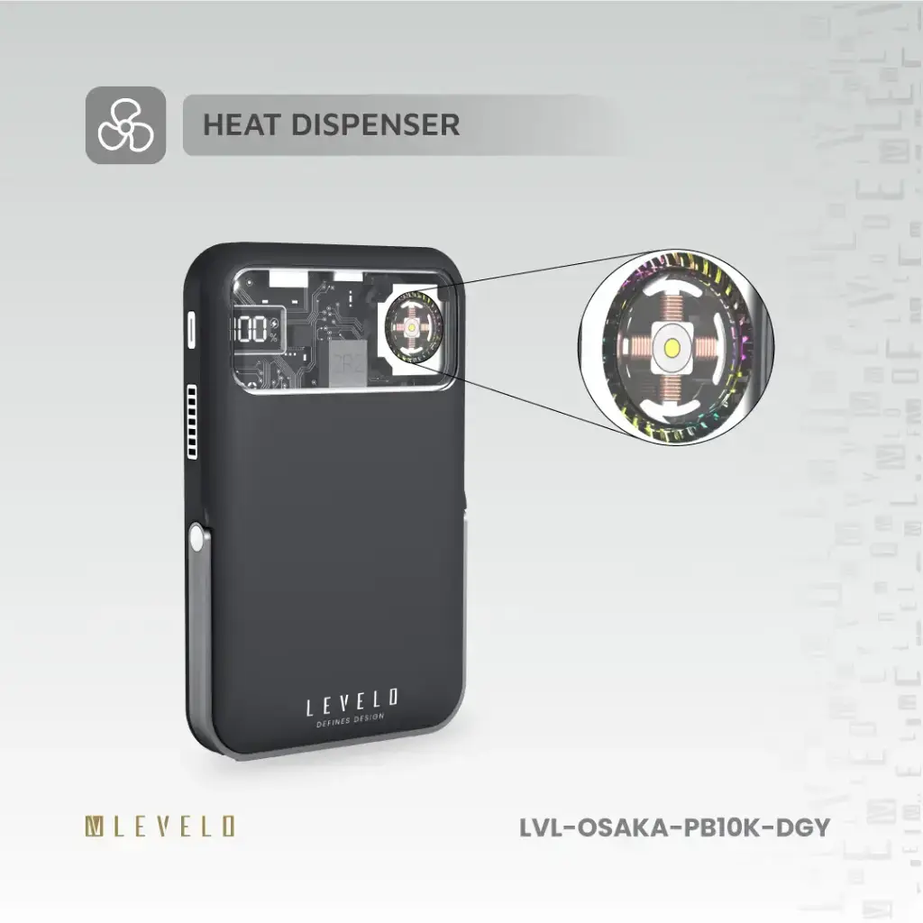 Levelo Osaka Portable 10000mAh Power Bank -  Dark Grey (3).webp