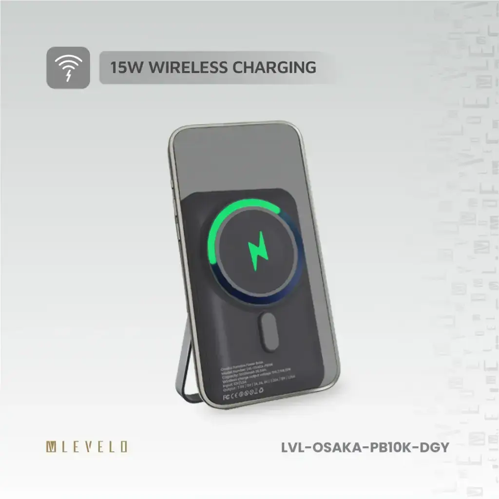 Levelo Osaka Portable 10000mAh Power Bank -  Dark Grey (5).webp