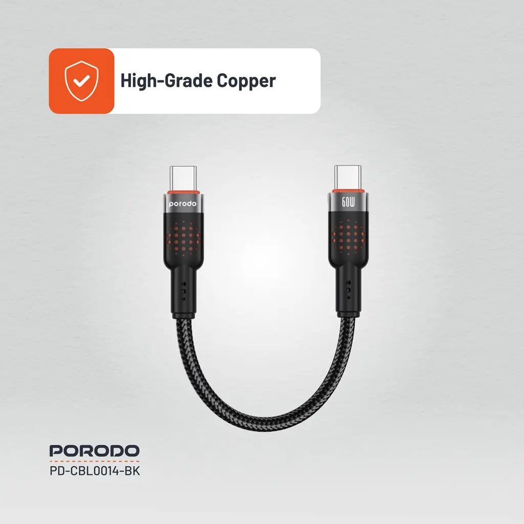 Porodo Braided Cable USB-C to USB-C - Black (4).webp