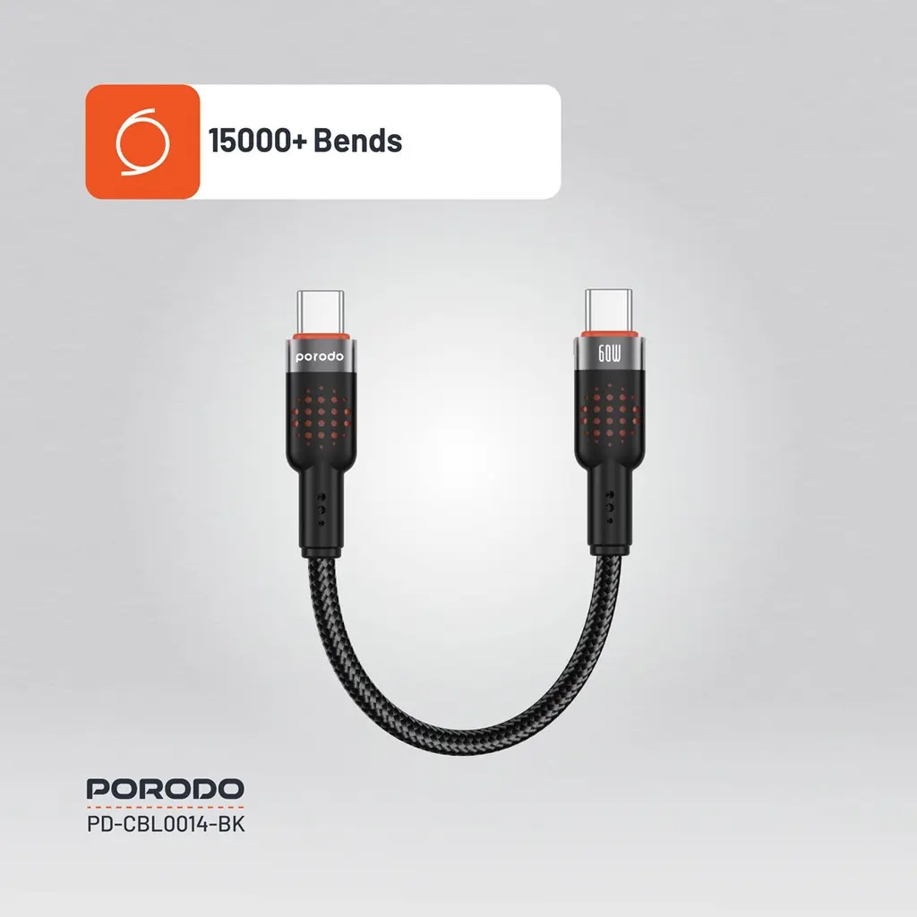 Porodo Braided Cable USB-C to USB-C - Black (3).webp