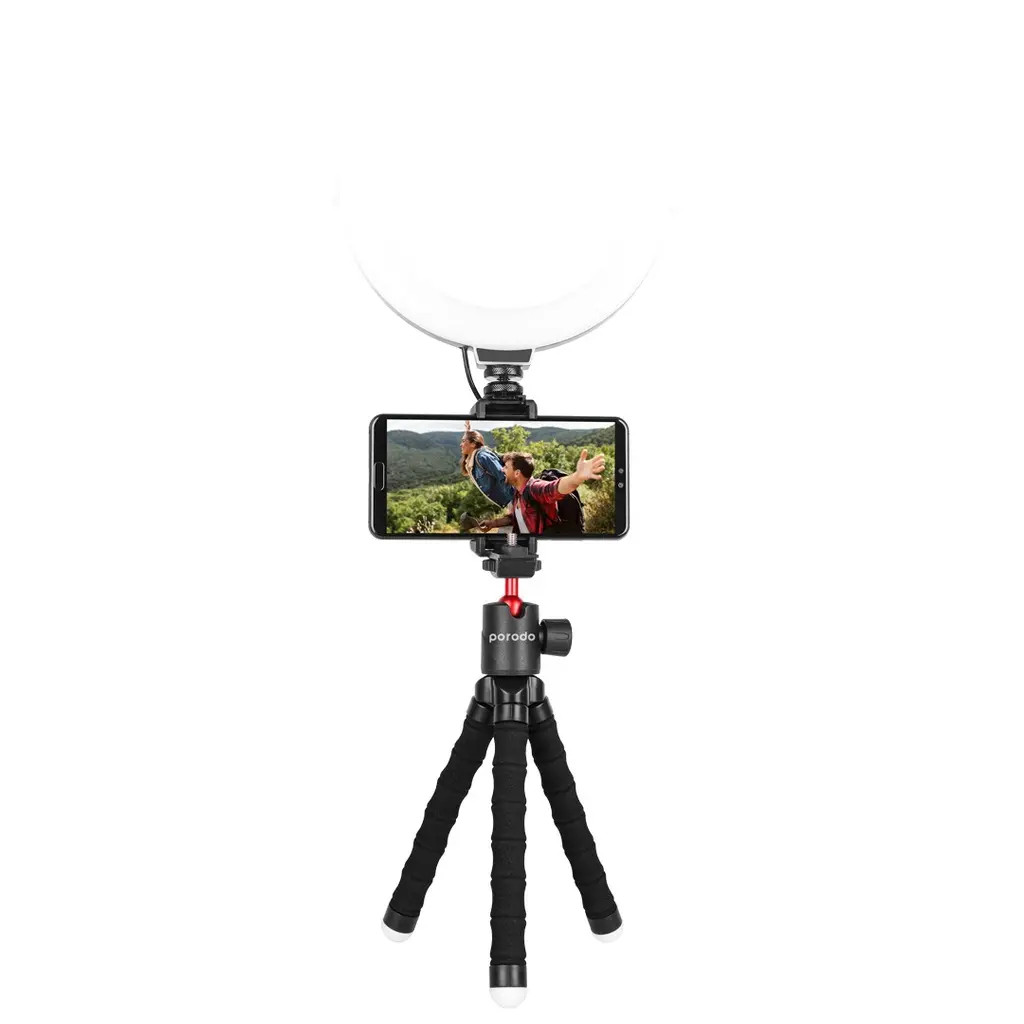Porodo Table Tripod with Phone Holder - Black (1).webp