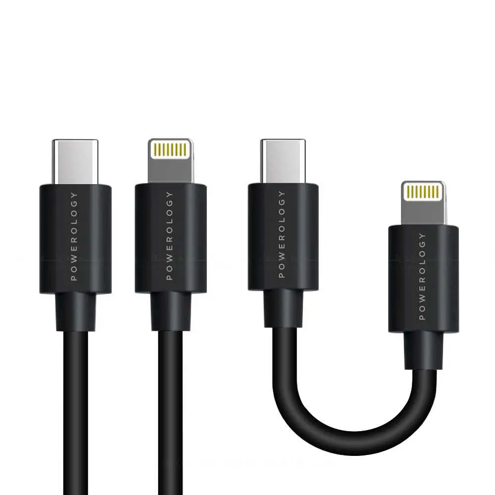Powerology USB-C & Lightning Combo Cable - Model PBCOLBK