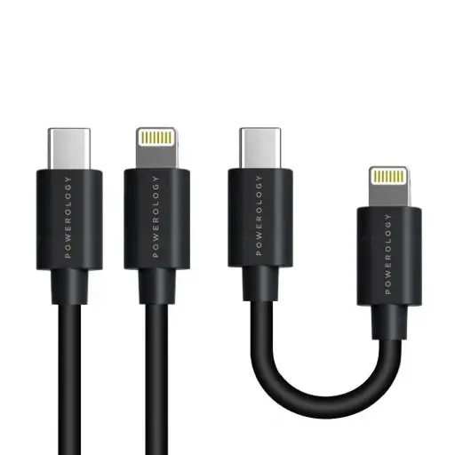 Powerology USB-C & Lightning Combo Cable - Model PBCOLBK