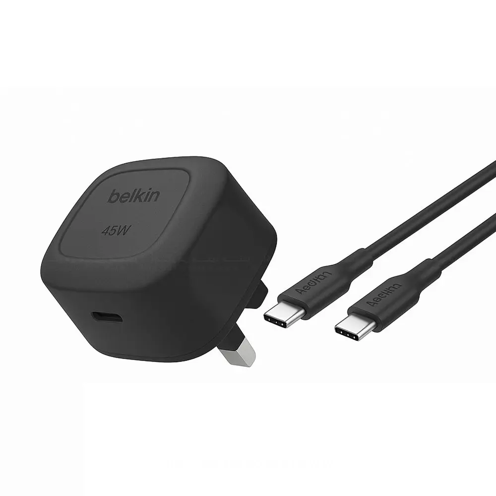 [WCA013my1MBK-B6] Belkin BoostCharge Compact USB-C Wall Charger 45W + USB-C to USB-C Cable (Black)