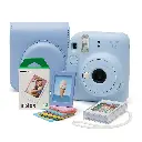 FujiFilm Instax Mini 12 Instant Camera (Pastel Blue) Bundle with Camera Case, 10-Shot Film Pack, Photo Album, and Photo Storage Case.