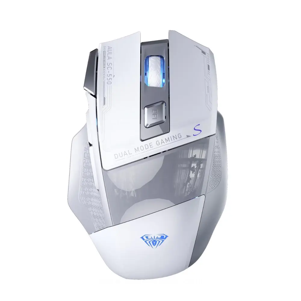 Aula SC550 4800DPI 7-Key Macro 2.4GHz Wireless Optical RGB Gaming Mouse White 
