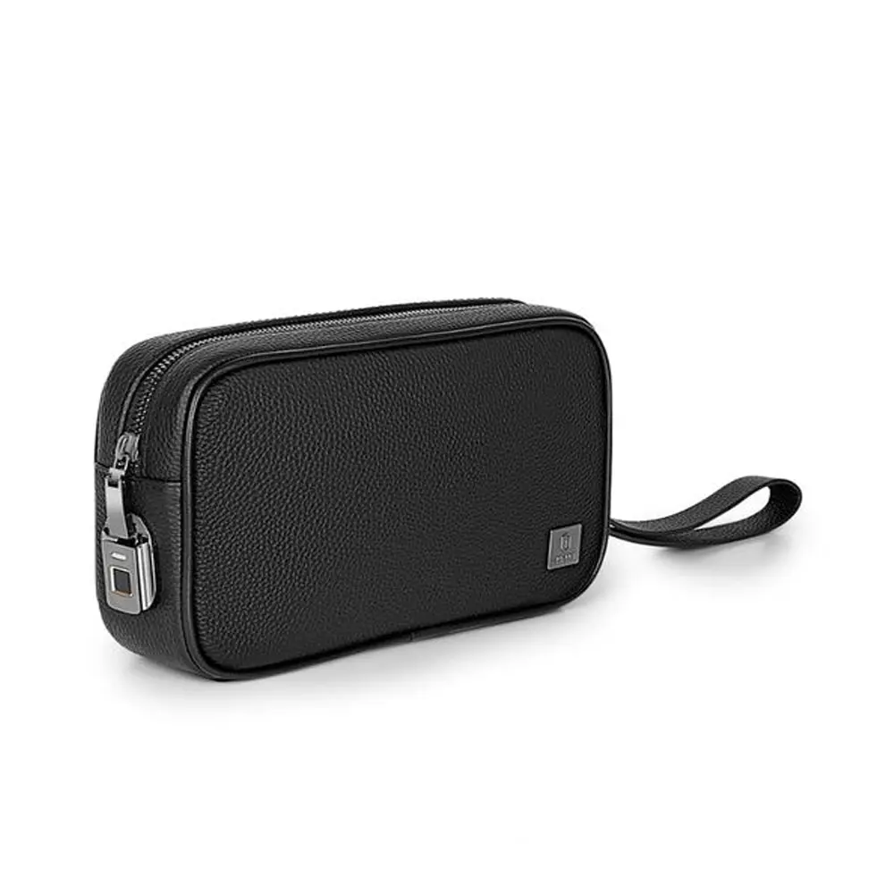 WiWU Master Genuine Leather Fingerprint Lock Pouch Bag Black