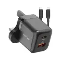Green Lion Ultra Compact GaN Wall Charger UK Pin C to L PD20W + QC3.0 – Black