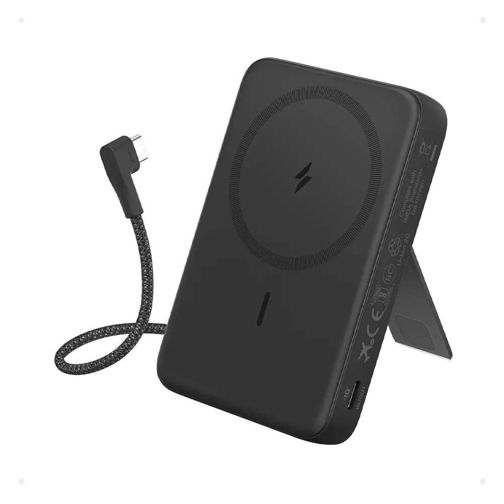 [A1685H11] Anker Zolo Wireless Charging Power Bank with Stand 10K Built in USB-C Cable - A1685H (Black)