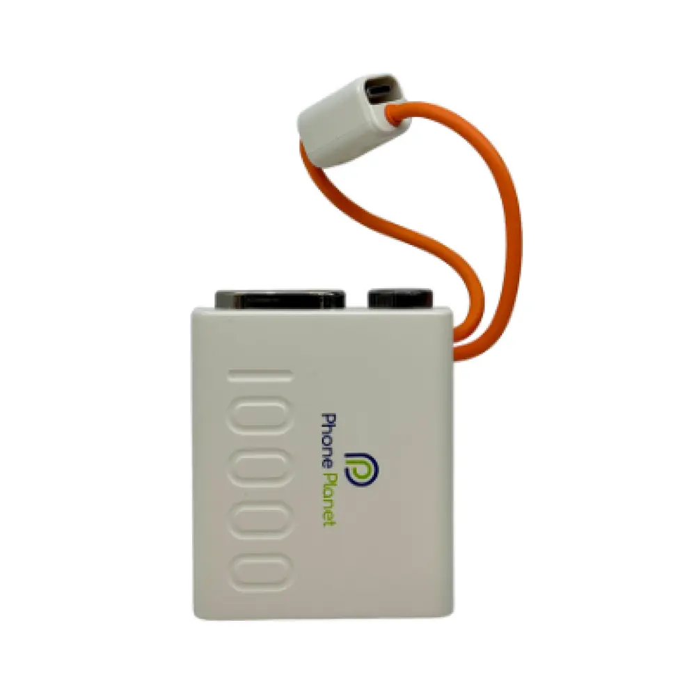 Phone Planet- Super Mini Power Bank with Built-in Cable for iPhone and Type-C, 10,000 mAh, 22.5W