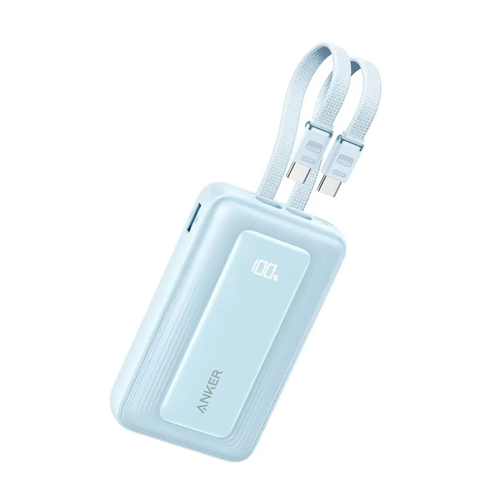 [A1680H32] Anker Zolo Power Bank 10000 mAh,  USB-C + USB-A + Dual USB-C Integrated Cable, 35 W (Blue)