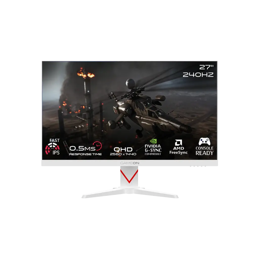 GAMEON GOAD27QHD180IPS Dominator Series 27" QHD, 240Hz, MPRT 0.5ms, HDMI 2.1, Fast IPS Gaming Monitor (Supports PS5) - White 
