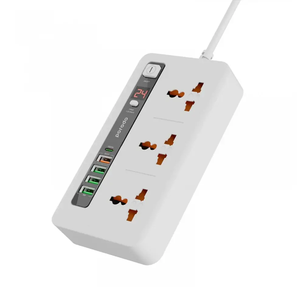 Porodo 3 AC 4 USB-A & USB-C PD 20W Multi-Port Super 