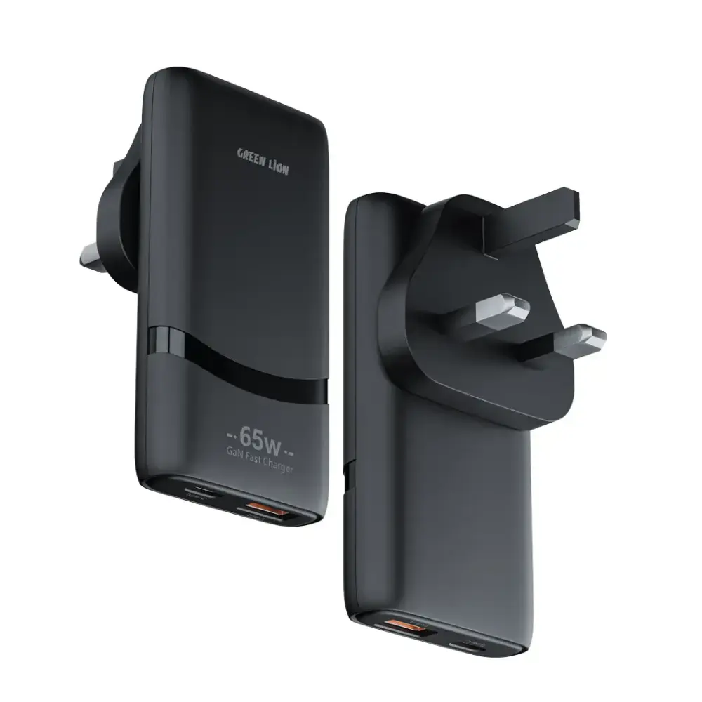 Green Lion 65W Gan Adapter Type-C Ports | Plug - Black