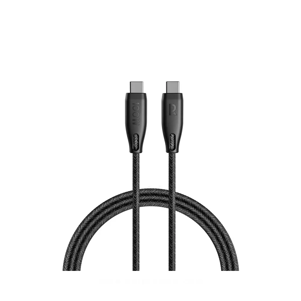 [6974740777475] كيبل مضفر راف بور RP-PC1035 USB-C إلى C بطول 1.5 متر بقدرة 100 واط