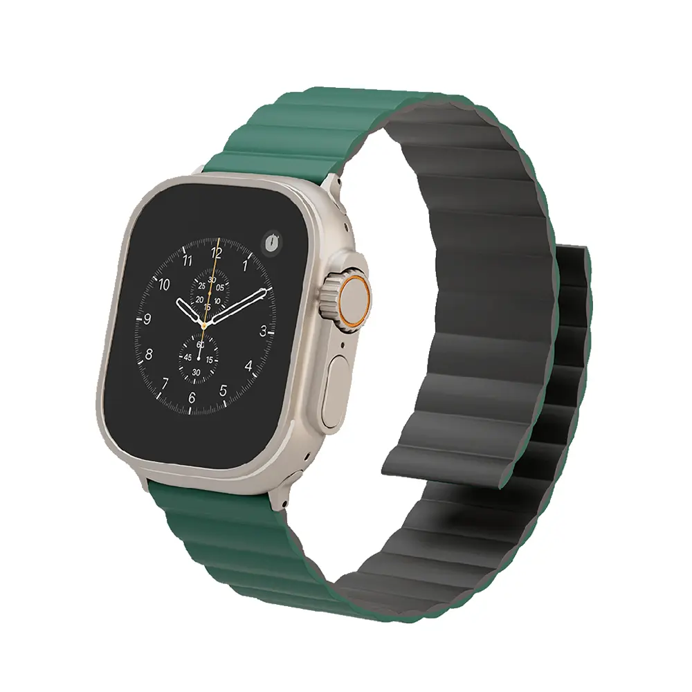Levelo Magnet Roating Band Vogue for Apple Watch 45/44/42 – Black/Green