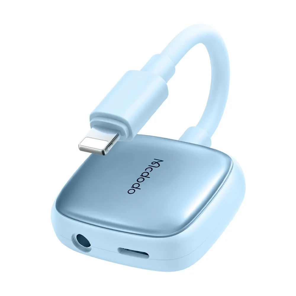 mcdodo Lightning to 3.5mm Audio Cable+Audio Charger Splitter,2 in 1 iPhone Headphone Digital Audio Adapter Aux Adapter (Blue)