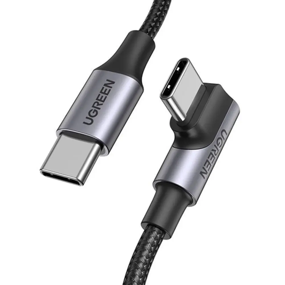 [US334-70645] UGREEN USB C to USB C Braided Cable 100W 90 Degree Black  (2m)