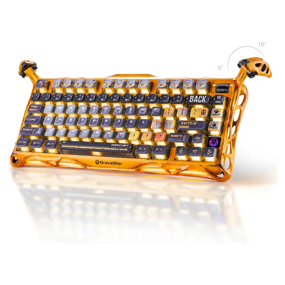 GravaStar Mercury K1 Pro Wireless Gaming Keyboard - Battle-Worn Yellow