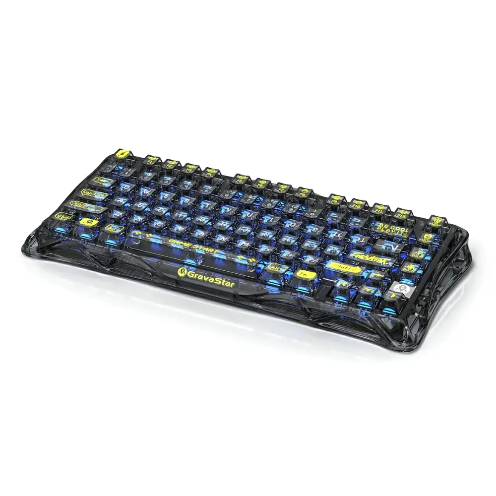[GS K1 LITE_XTAL_BLK] GravaStar Mercury K1 Lite Wireless Gaming Keyboard - Transparent Black