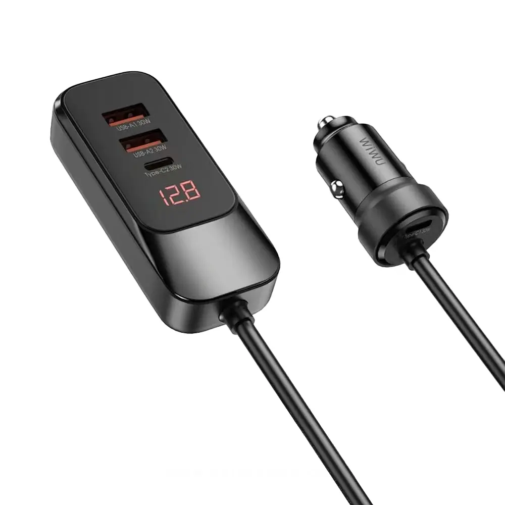WIWU EXTEND CAR CHARGER DUAL USB-A+DUAL USB-C 120W - BLACK 