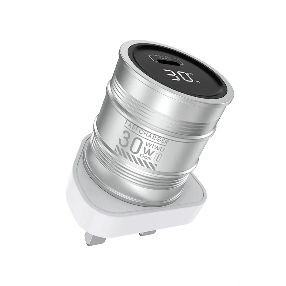 Wiwu Barrel 30W GaN Digital Display Fast Charger Wi-U027 UK 