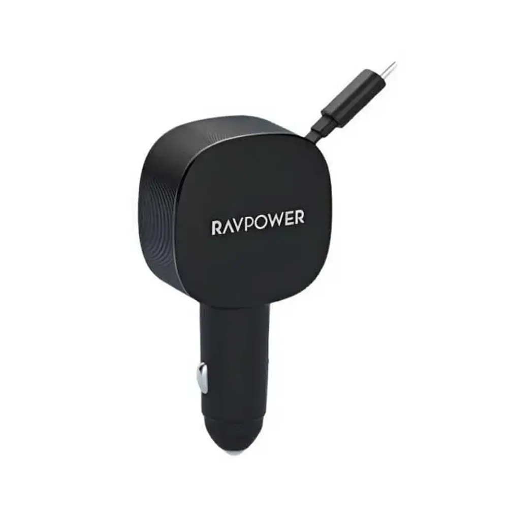 [6976633390600] RAVPower RP-VC1021 75W Retractable Cable Car Charger