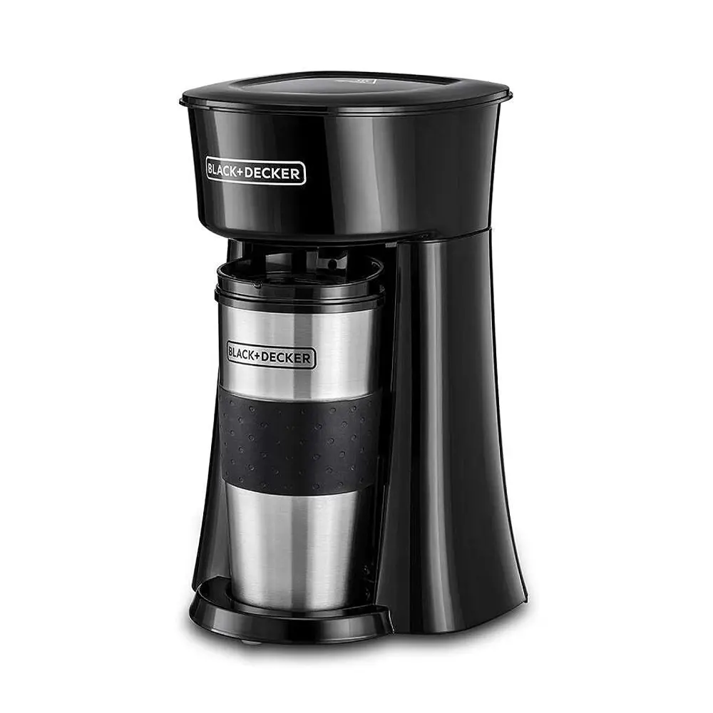 Black+Decker Coffee Maker with Travel Mug, 360ml, 650W - Black Silver 