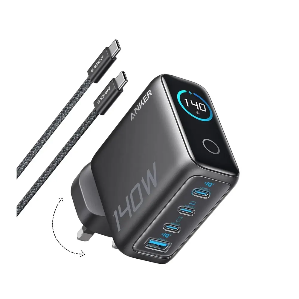 [B2697KZ1] Anker Charger (140W, 4-Ports, PD 3.1) with USB-C Cable  (Black)