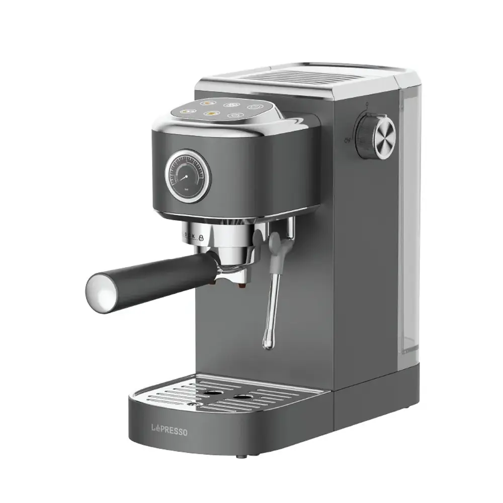 LePresso Hot & Cold Espresso Maker with Steam Wand and Pressure Gauge - Gray 