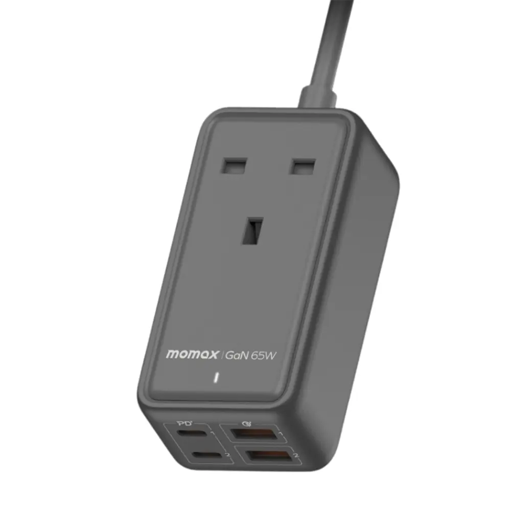 [US15UKE] MOMAX ONEPLUG 65W GAN EXTENSION CORD WITH USB (Black)