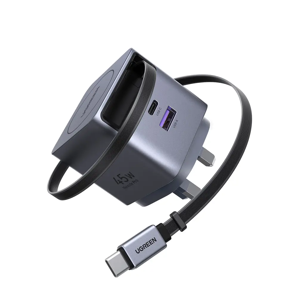 [X614-65823] UGREEN Nexode Pro 45W GaN Pro Fast Charger with Retractable Cable - X614 (65823)