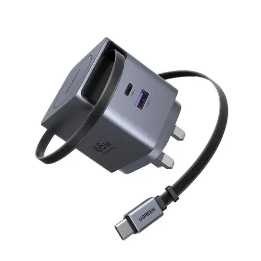 [X615-65826] UGREEN Nexode Pro 65W GaN Pro Fast Charger with Retractable Cable - X615 (65826)