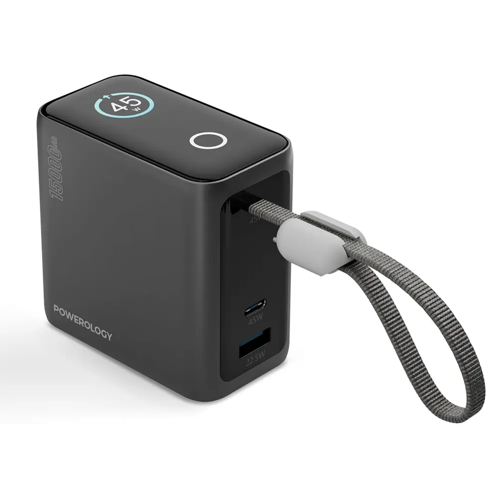 [9904907060970] Powerology 15,000mAh Mini Power Bank  (Black)