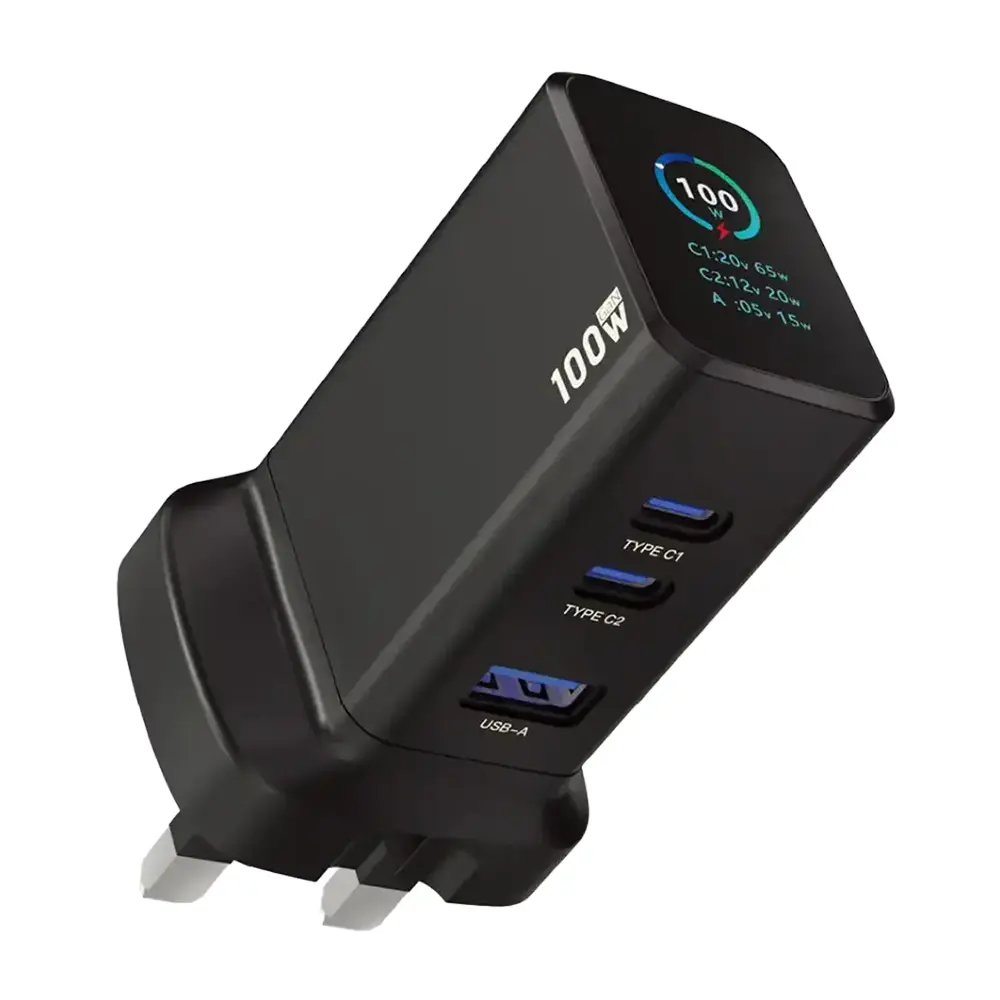 [PWC2418BK] Powerology GaNex 100W Multi-Port Adapter - Black