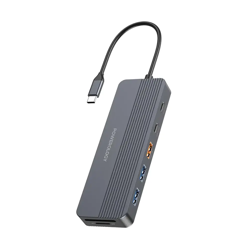 [PWYSTC8721GY] Powerology 12-in-1 USB-C Multi-Port HUB - Gray