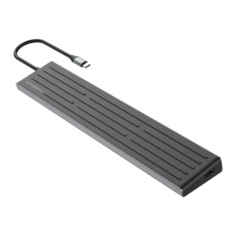 [PWDC4DBBK] Powerology Nexis 13-in-1 Multi-Display USB-C Hub & Laptop Stand - Black 