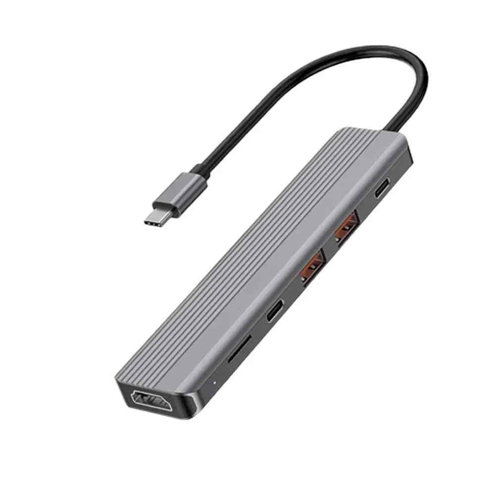 Powerology 6-in-1 Slim 4K HDMI USB-C Hub