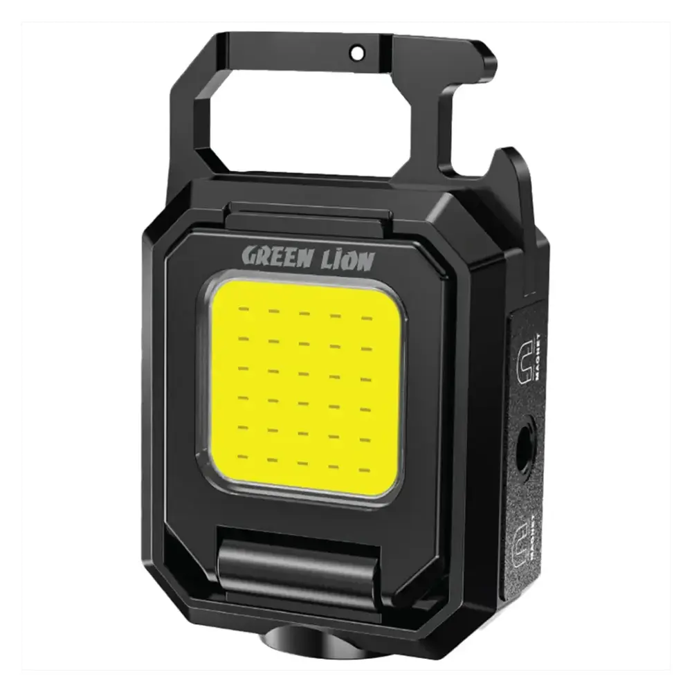 [GNKYLGTFL9BK] Green Lion Keychain Light with Foldable Design - Black 