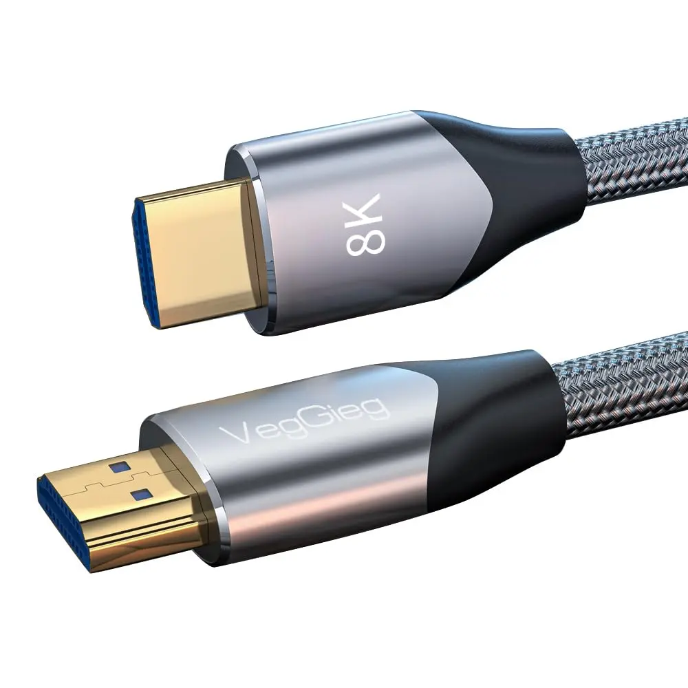 Veggieg DP to HDMI Cable 8K 60Hz 4K 240Hz HDR 3D 48Gbps Braided Displayport to HDMI Cable 2 Meters 