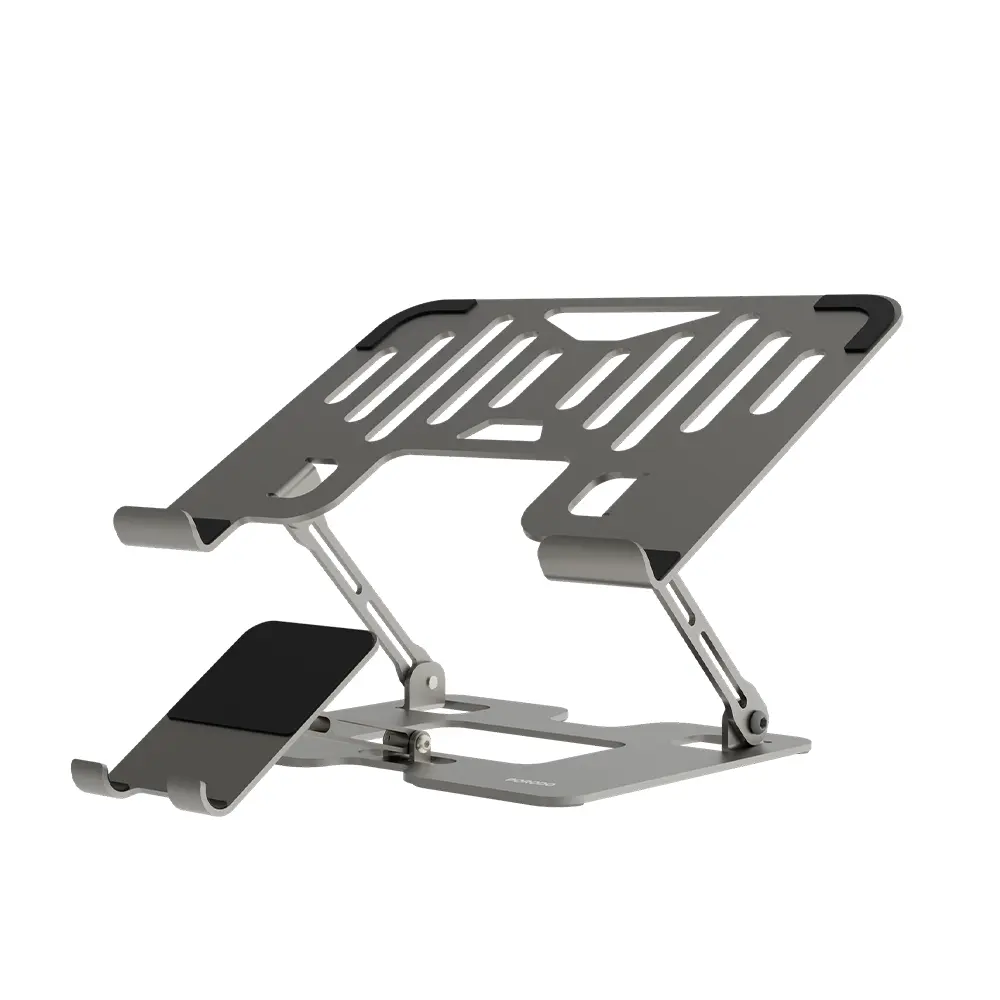 Porodo 2-in-1  Adjustable and  Foldable Laptop with  Phone Stand - Silver